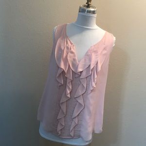Breezy light pink ruffled blouse by WHBM